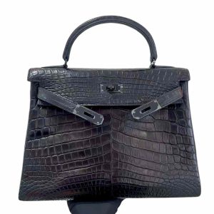 Hermès Kelly So Black 32 Black 89 Niloticus Crocodile Matt 2010 N