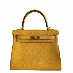 Hermès Kelly HSS & Verso 25 Blue Paon  7F, Jaune Ambre 9D Togo 2019 D