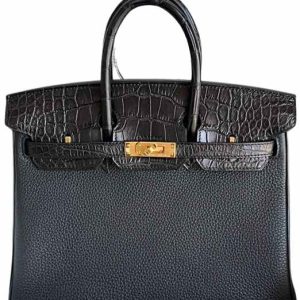Hermès Birkin Touch 25 Black 89 Togo, Alligator Matt 2023 B