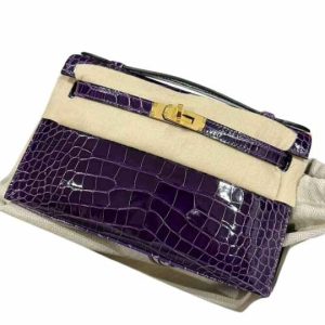 Hermès Kelly Pochette Amethyst 9G Alligator Shiny 2024 W