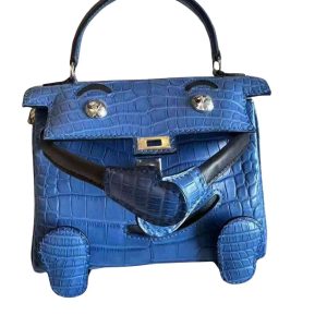 Hermès Kelly Doll Black 89, Blue Zellige I7 Alligator Matt 2023 Z