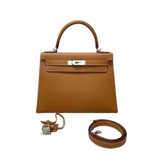 Hermès Kelly Sellier & Verso 28 Gold 37, Jaune Ambre 9D Epsom 2020 Y