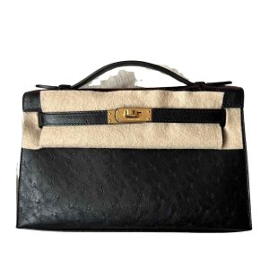 Hermès Kelly Pochette Black 89 Ostrich 2024 W