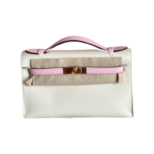 Hermès Kelly Pochette & Bicolor Craie  10, Rose Sakura 3Q Swift 2024 B