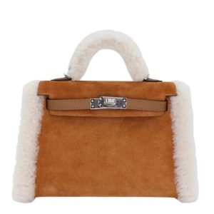 Hermès Kelly Teddy 20 Gold 37 Grizzly, Swift, Shearling 2024 W