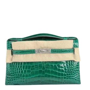 Hermès Kelly Pochette Vert Emerald 6Q Alligator Shiny 2020 Y