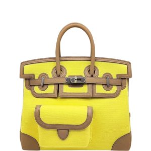 Hermès Birkin Cargo 25 Chai 0M, Jaune Citron 9N Toile Goeland, Swift 2023 U