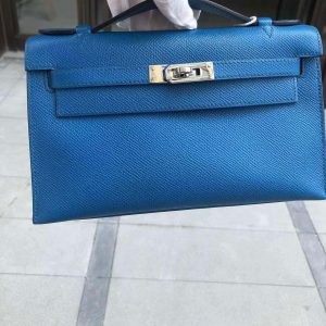Hermès Kelly Pochette Blue Izmir  7W Epsom 2014 R