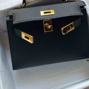 Hermès Kelly Sellier 20 Black 89 Epsom 2022 U