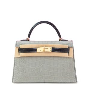 Hermès Kelly HSS 20 Black 89, Gris Pearl 80 Alligator Matt 2022 U