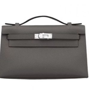 Hermès Kelly HSS & Pochette Gris Etain 8F Epsom 2019 D