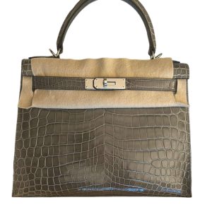 Hermès Kelly HSS 28 Gris Tourterelle 81 Niloticus Crocodile Shiny 2022 U