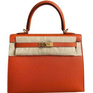 Hermès Kelly Sellier 25 Orange Feu 9J Epsom 2015 T