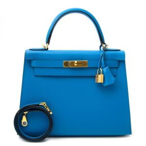 Hermès Kelly Sellier 28 Blue Zanzibar  B3 Epsom 2017 A