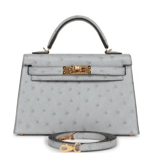 Hermès Kelly  20 Blue Glacier 8U Ostrich 2023 B