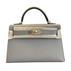 Hermès Kelly Sellier & Verso 20 Gris Asphalt M8, Orange H 93 Epsom 2024 W