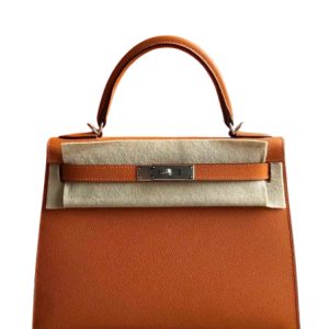 Hermès Kelly Sellier 28 Orange Feu 9J Epsom 2019 D