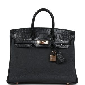 Hermès Birkin Touch 25 Black 89 Togo, Alligator Matt 2020 Y