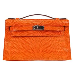 Hermès Kelly Pochette Orange H 93 Lizard 2006 M