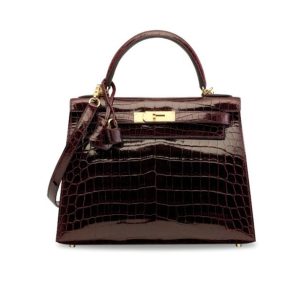 Hermès Kelly  28 Bordeaux  57 Niloticus Crocodile Shiny 2015 T