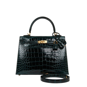 Hermès Kelly Sellier 25 Vert Rousseau V0 Alligator Shiny 2023 B