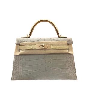 Hermès Kelly Bicolor & HSS & Sellier 20 Gris Pearl 80, Vanille Y1 Alligator Matt 2024 W