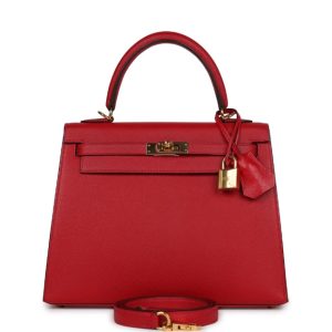 Hermès Kelly Sellier 25 Rouge Casaque Q5 Epsom 2017 A