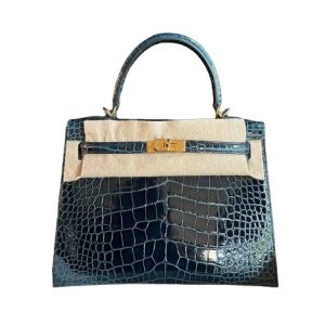 Hermès Kelly Sellier 25 Vert Rousseau V0 Alligator Shiny 2024 B