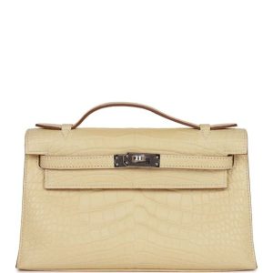 Hermès Kelly Pochette Vanille Y1 Alligator Matt 2024 W