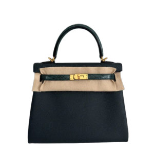 Hermès Kelly Bicolor & Touch 25 Vert Cypres 6O, Vert Rousseau V0 Togo, Lizard 2024 W
