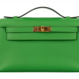 Hermès Kelly Pochette Vert Yucca A8 Swift 2024 W