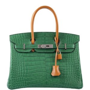 Hermès Birkin Bicolor 30 Cactus  1L, Natural Sable 21 Alligator Matt 2016 X
