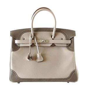 Hermès Birkin Ghillies 35 Argile 1F, Etoupe  18 Swift 2014 R