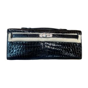 Hermès Kelly Cut Black 89 Niloticus Crocodile Shiny 2014 R