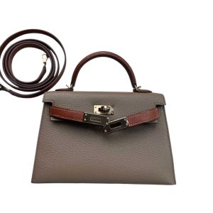 Hermès Kelly Bicolor 20 Etoupe  18, Noisette 30 Chevre Myzore 2023 B