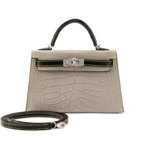Hermès Kelly Bicolor & HSS & Sellier 20 Black 89, Gris Pearl 80 Alligator Matt 2024 W
