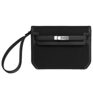 Hermès Kelly Depeche Black 89 Toile, Togo 2024 W