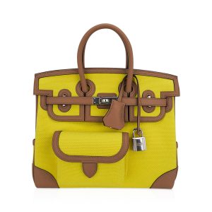 Hermès Birkin Cargo 25 Chai 0M, Jaune Citron 9N Swift, Toile 2024 U