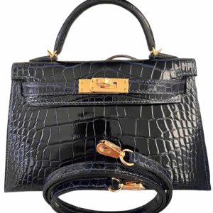 Hermès Kelly  20 Blue Marine 78 Alligator Shiny 2021 Z