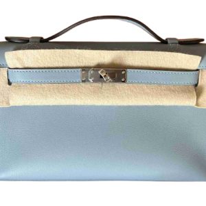 Hermès Kelly Pochette Blue Lin J7 Swift 2024 W