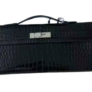 Hermès Kelly Cut Black 89 Niloticus Crocodile Shiny 2014 R