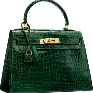 Hermès Kelly Sellier 25 Vert Fonce 67 Alligator Shiny 2024 B