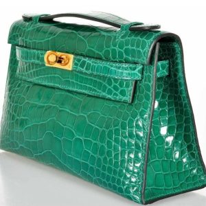 Hermès Kelly Pochette Vert Emerald 6Q Alligator Shiny 2024 B