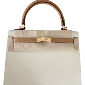 Hermès Kelly Bicolor & HSS & Sellier 25 Chai 0M, Craie  10 Epsom 2024 B