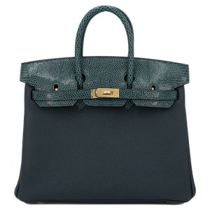 Hermès Birkin Bicolor & Touch 25 Vert Cypres 6O, Vert Rousseau V0 Togo, Lizard 2024 W