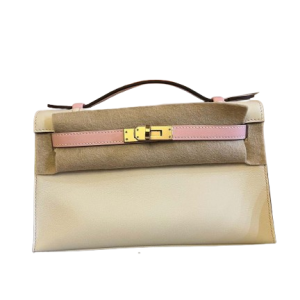Hermès Kelly Pochette Craie  10, Rose Sakura 3Q Swift 2024 W