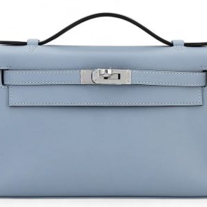 Hermès Kelly Pochette Blue Lin J7 Swift 2024 W