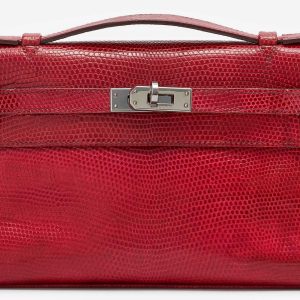 Hermès Kelly Pochette Rouge Exotique 51 Lizard 2006 J