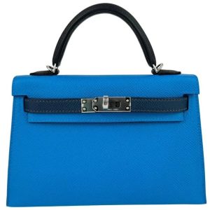 Hermès Kelly Sellier & Tricolor 20 Black 89, Blue de Prusse  7P, Blue Zanzibar  B3 Epsom 2024 W