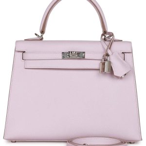 Hermès Kelly Sellier 25 Mauve Pale 09 Epsom 2024 W